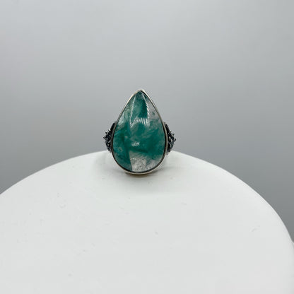 Anello Lepidolite Verde a Goccia - Argento 925