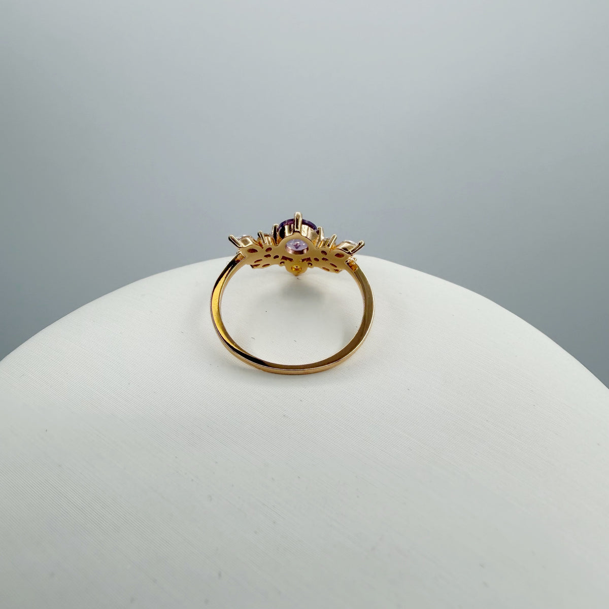 Anello Ametista e Topazio | Argento 925 placcato oro 14k - NON REGOLABILE