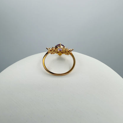 Anello Ametista e Topazio | Argento 925 placcato oro 14k - NON REGOLABILE