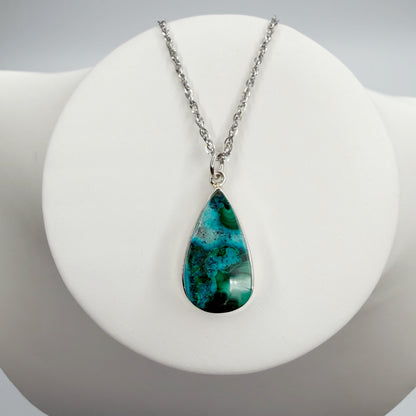 Ciondolo Malachite e Crisocolla Argento 925 - a goccia