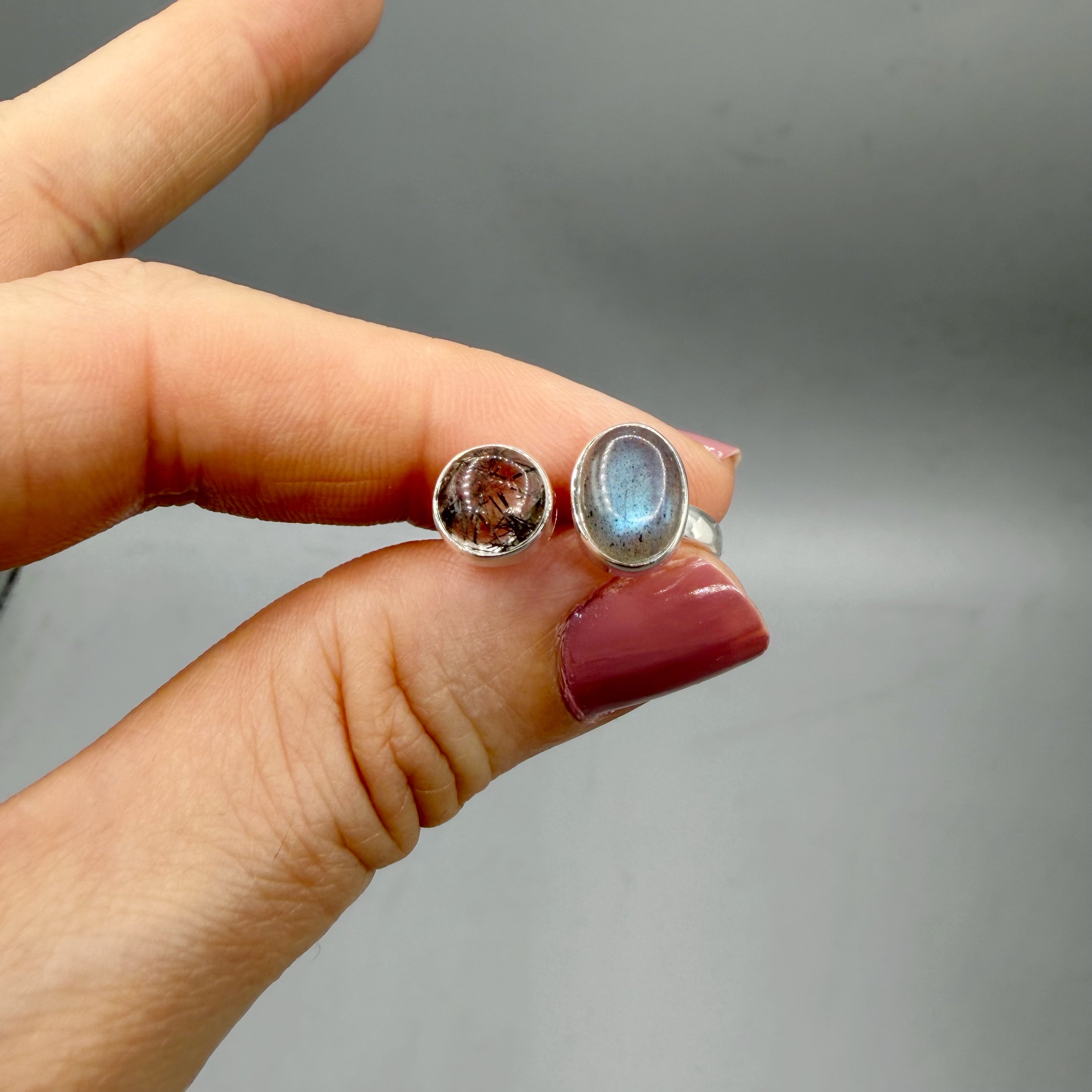 Anello Labradorite e Quarzo Tormalinato - Argento 925