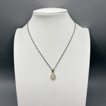 Ciondolo Opale Etiope Sfaccettato Ovale - Argento 925
