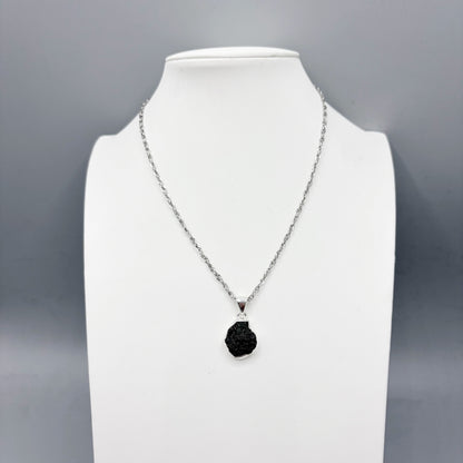 Ciondolo Moldavite Grezza e Argento 925 - tonda