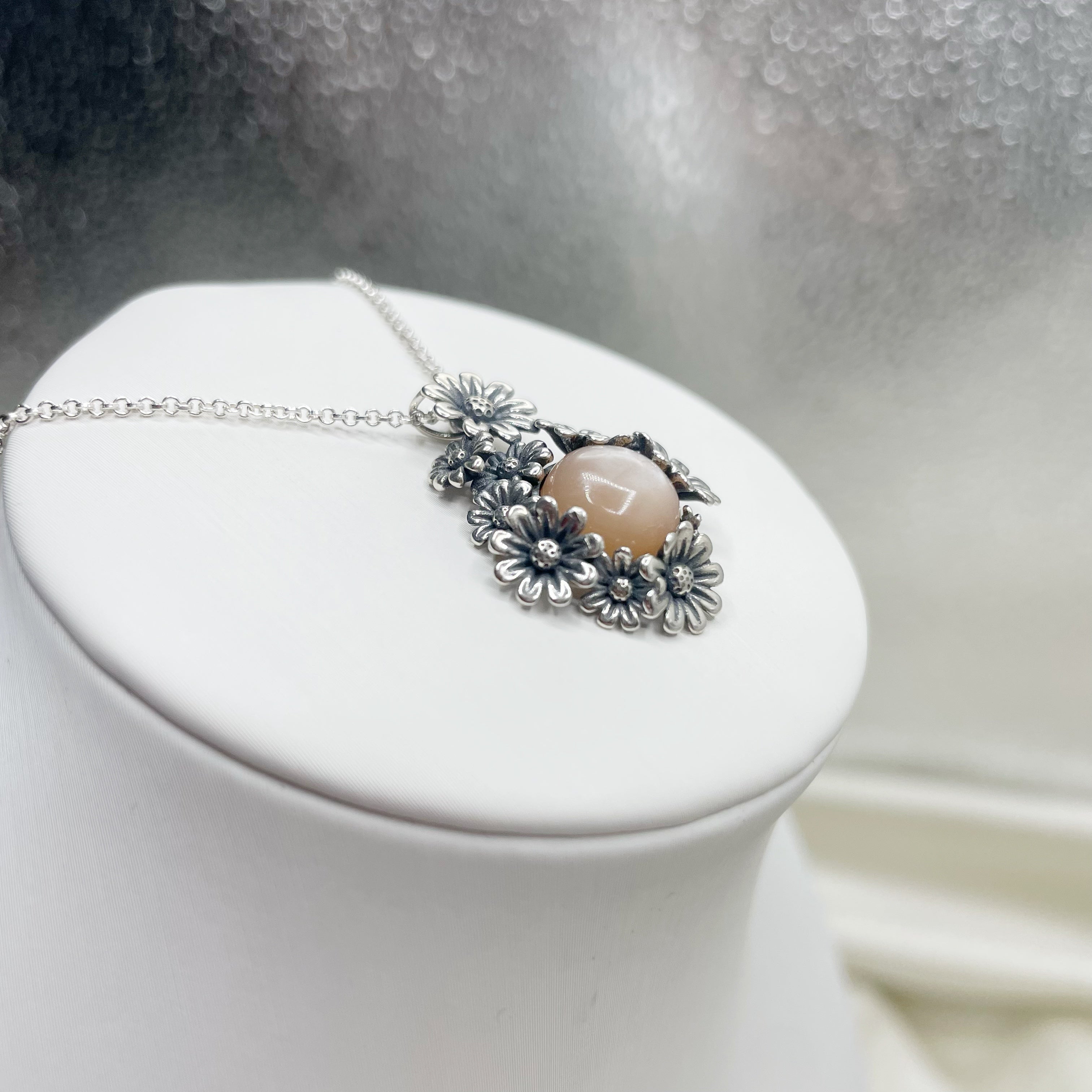 Collana Fiore Pietra di Luna - Argento 925