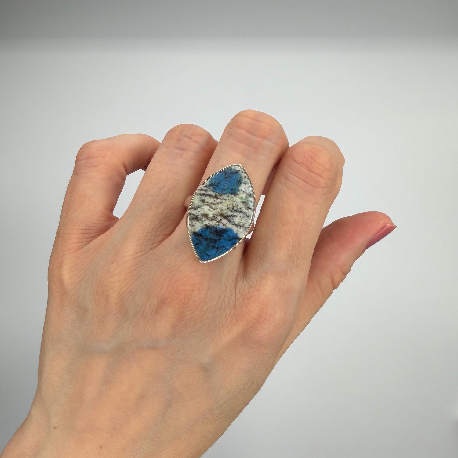 Anello Azzurrite in Granito (K2) e Argento 925