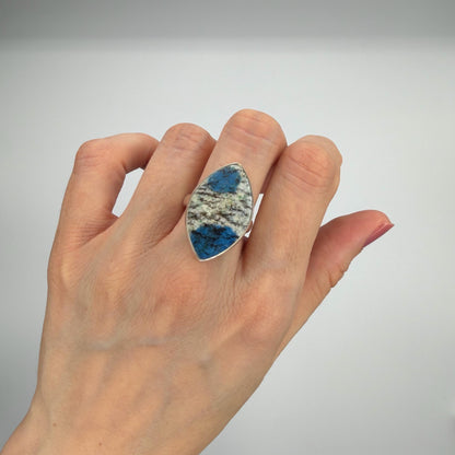 Anello Azzurrite in Granito (K2) e Argento 925