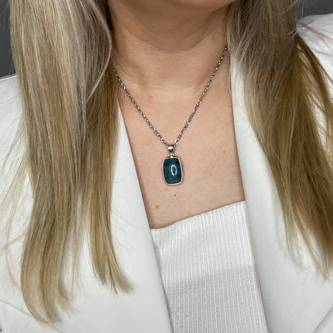 Ciondolo Apatite Argento 925 - Rettangolare