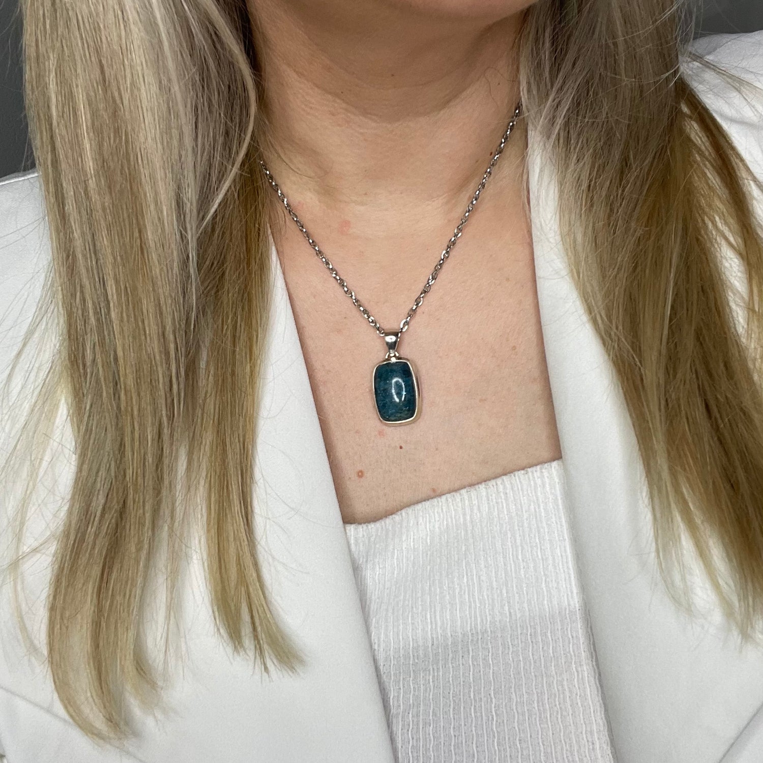 Ciondolo Apatite Argento 925 - Rettangolare