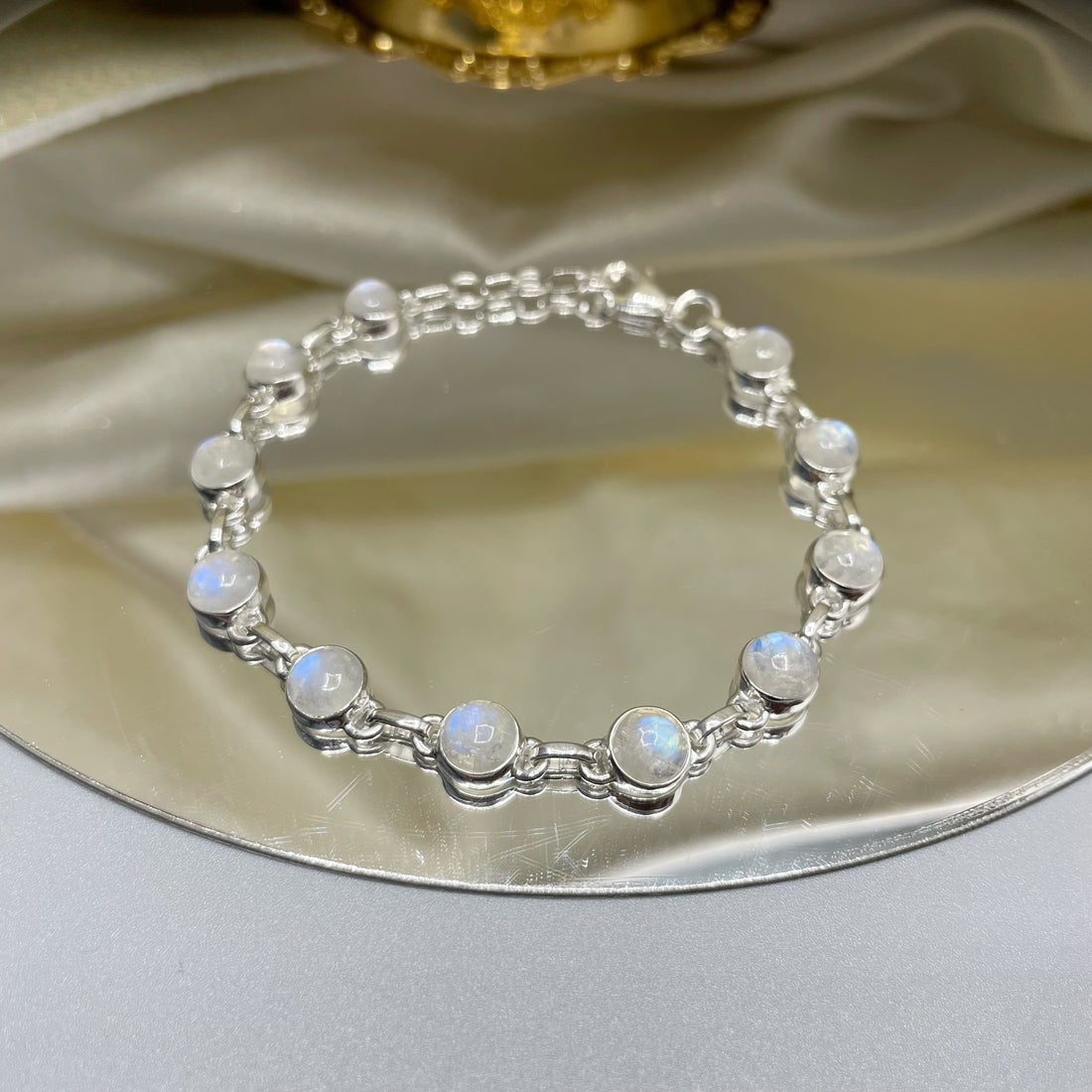 Bracciale Labradorite Bianca e Argento 925 - tondo