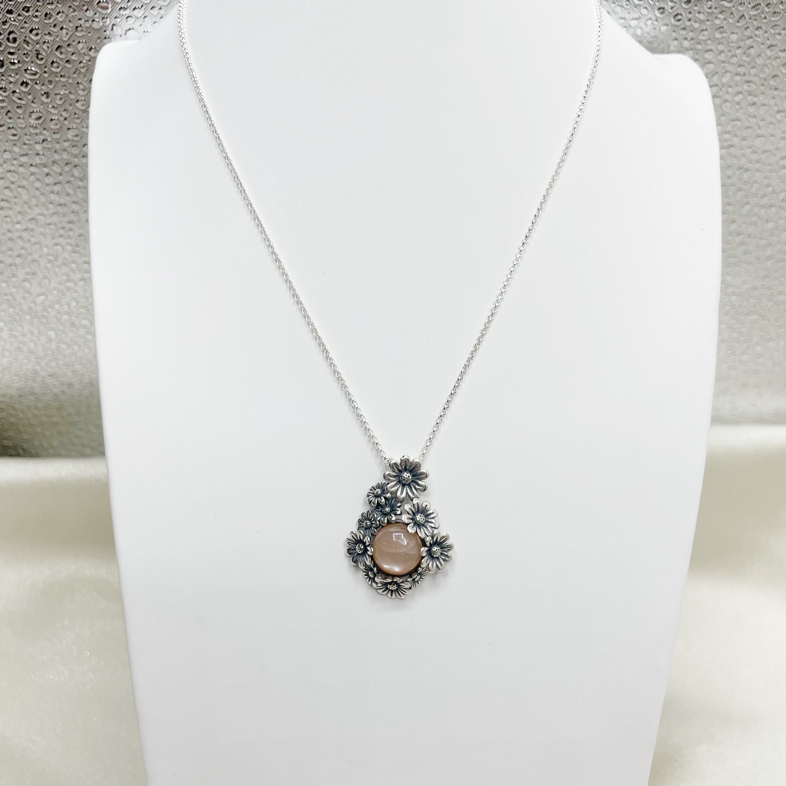 Collana Fiore Pietra di Luna - Argento 925