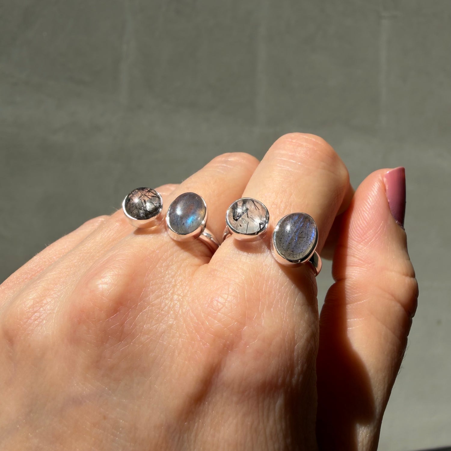 Anello Labradorite e Quarzo Tormalinato - Argento 925