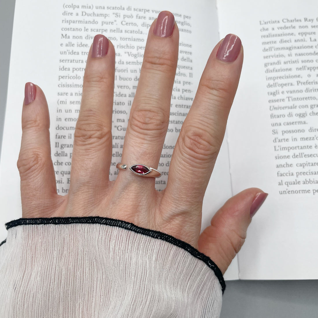 Anello Granato e Argento 925