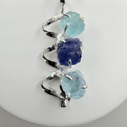 Ciondolo Tanzanite, Apatite, Acquamarina | Argento 925