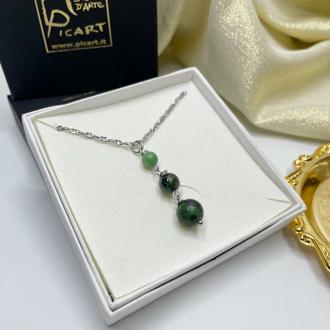 Ciondolo Salute e Benessere - Giada, Crisocolla, Rubyzoisite