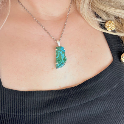 Ciondolo Malachite e Crisocolla Argento 925 - irregolare