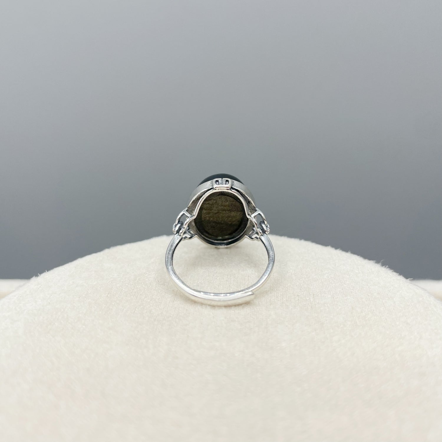 Anello Ossidiana Ovale - Argento 925