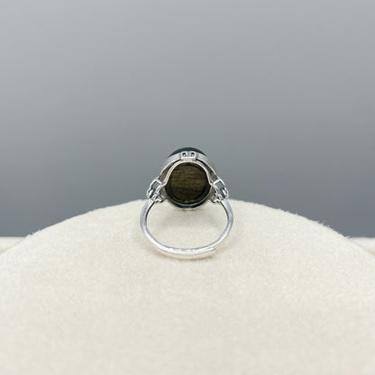 Anello Ossidiana Ovale - Argento 925