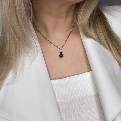 Ciondolo Opale Nero Chalama Goccia - Argento 925