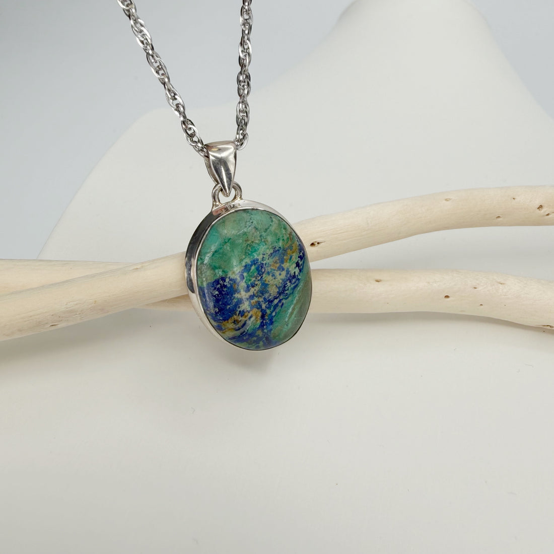 Ciondolo Azzurrite e Argento 925 - Ovale
