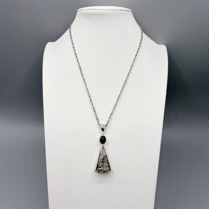 Ciondolo Diopsite e Quarzo Dendritico - Argento 925