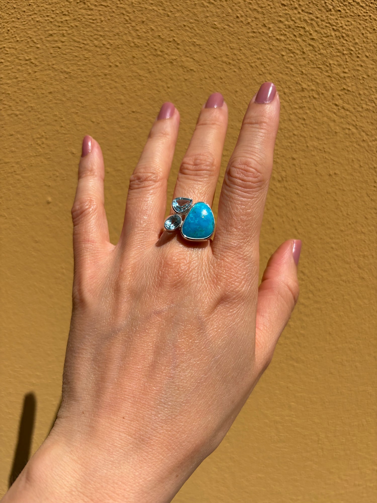 Anello Turchese Naturale e Topazio - Argento 925