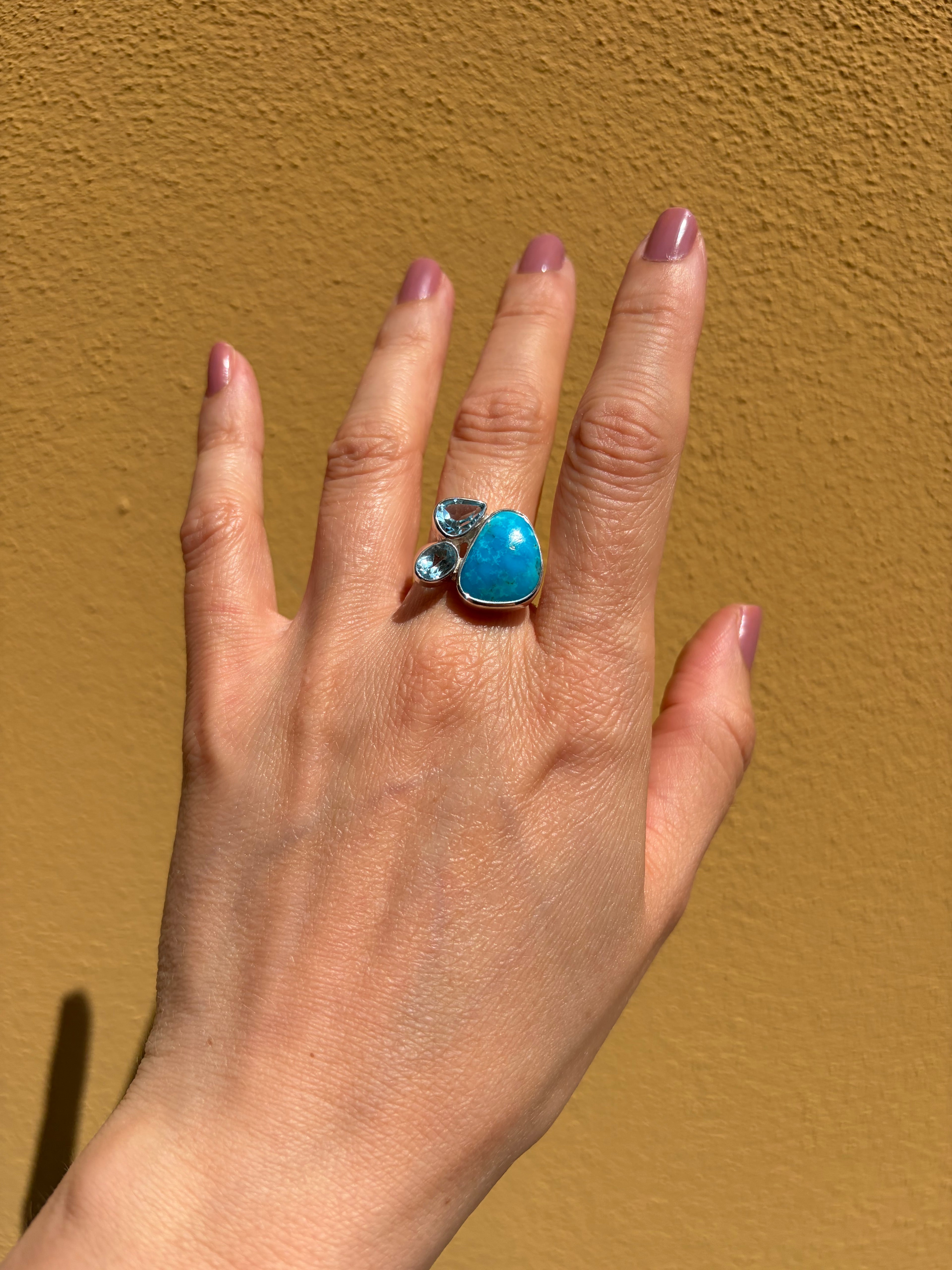 Anello Turchese Naturale e Topazio - Argento 925