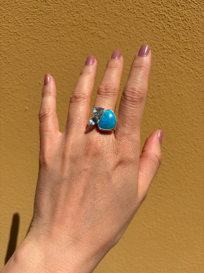 Anello Turchese Naturale e Topazio - Argento 925
