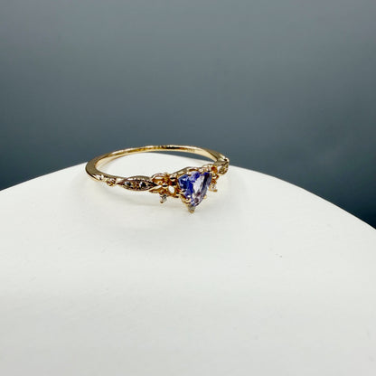 Anello Tanzanite GOLD | Argento 925 placcato oro 14k - NON REGOLABILE