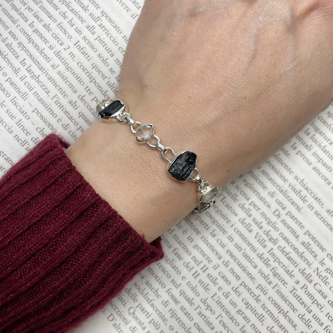 Bracciale Tormalina e Diamante Herkimer - Argento 925