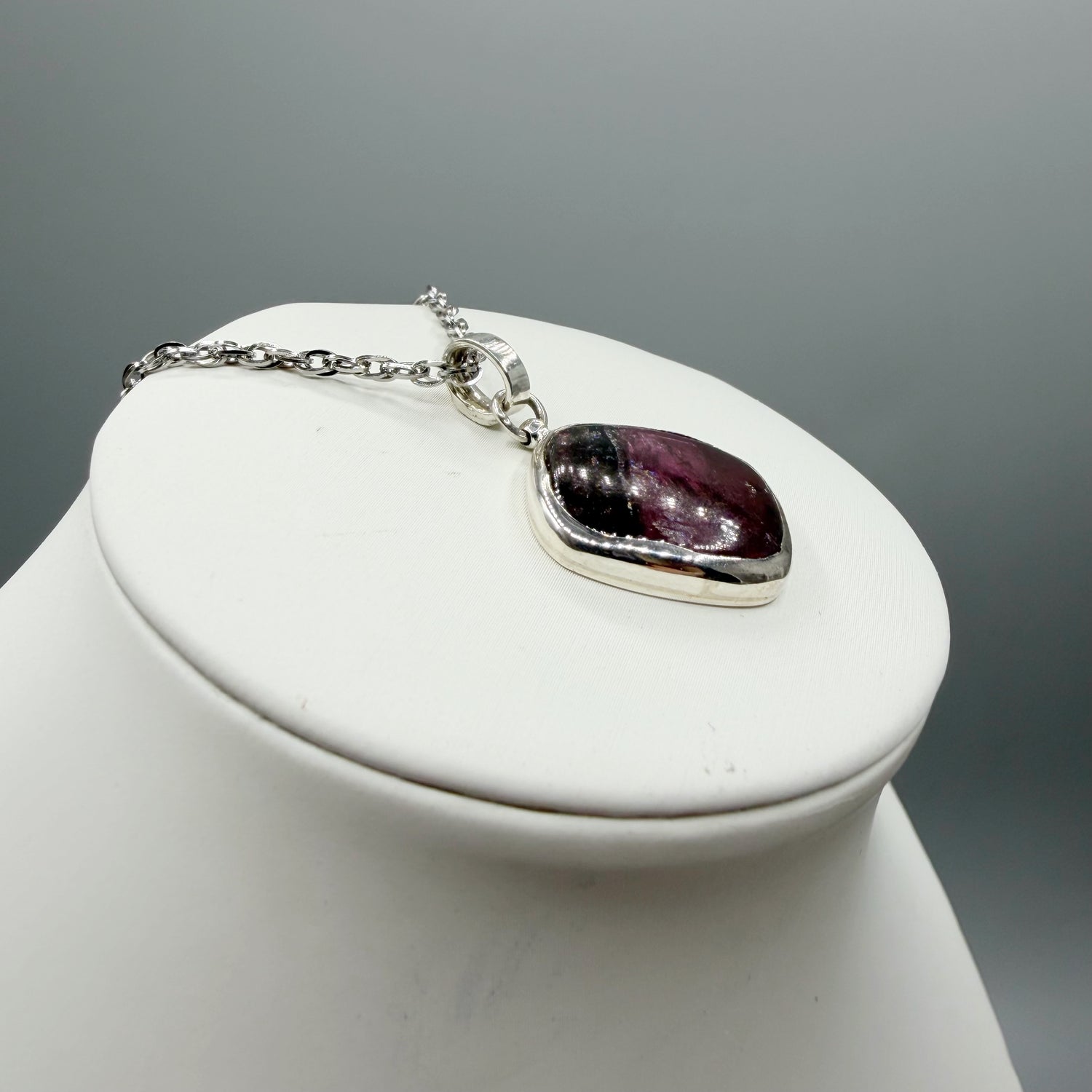 Ciondolo Tormalina Rosa Watermelon Rombo - Argento 925