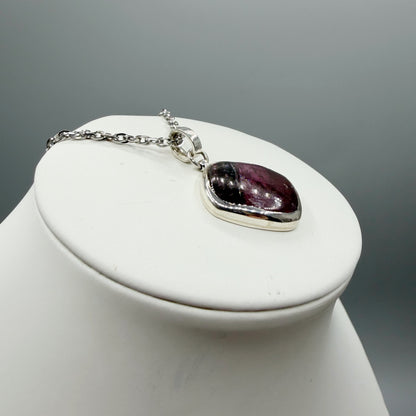 Ciondolo Tormalina Rosa Watermelon Rombo - Argento 925