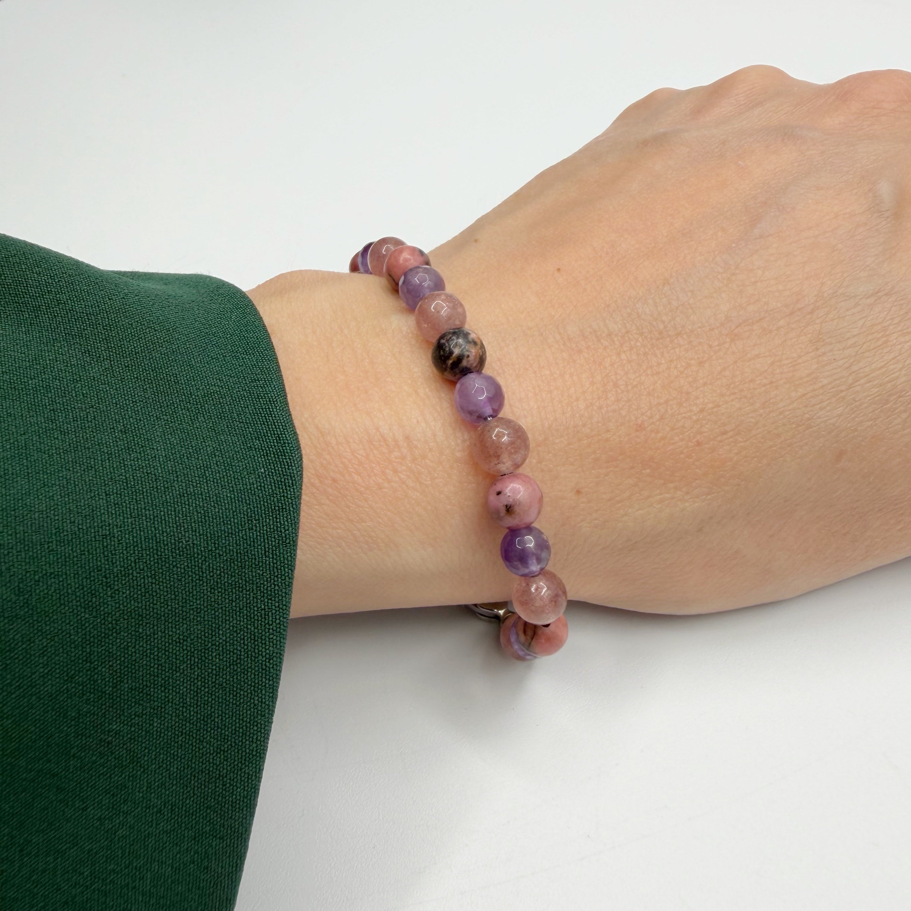 Bracciale Love &amp; Harmony - Quarzo Fragola, Rodonite, Ametista - LIMITED EDITION