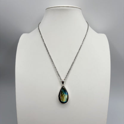 Ciondolo Labradorite Multifuoco - Argento 925 a Goccia
