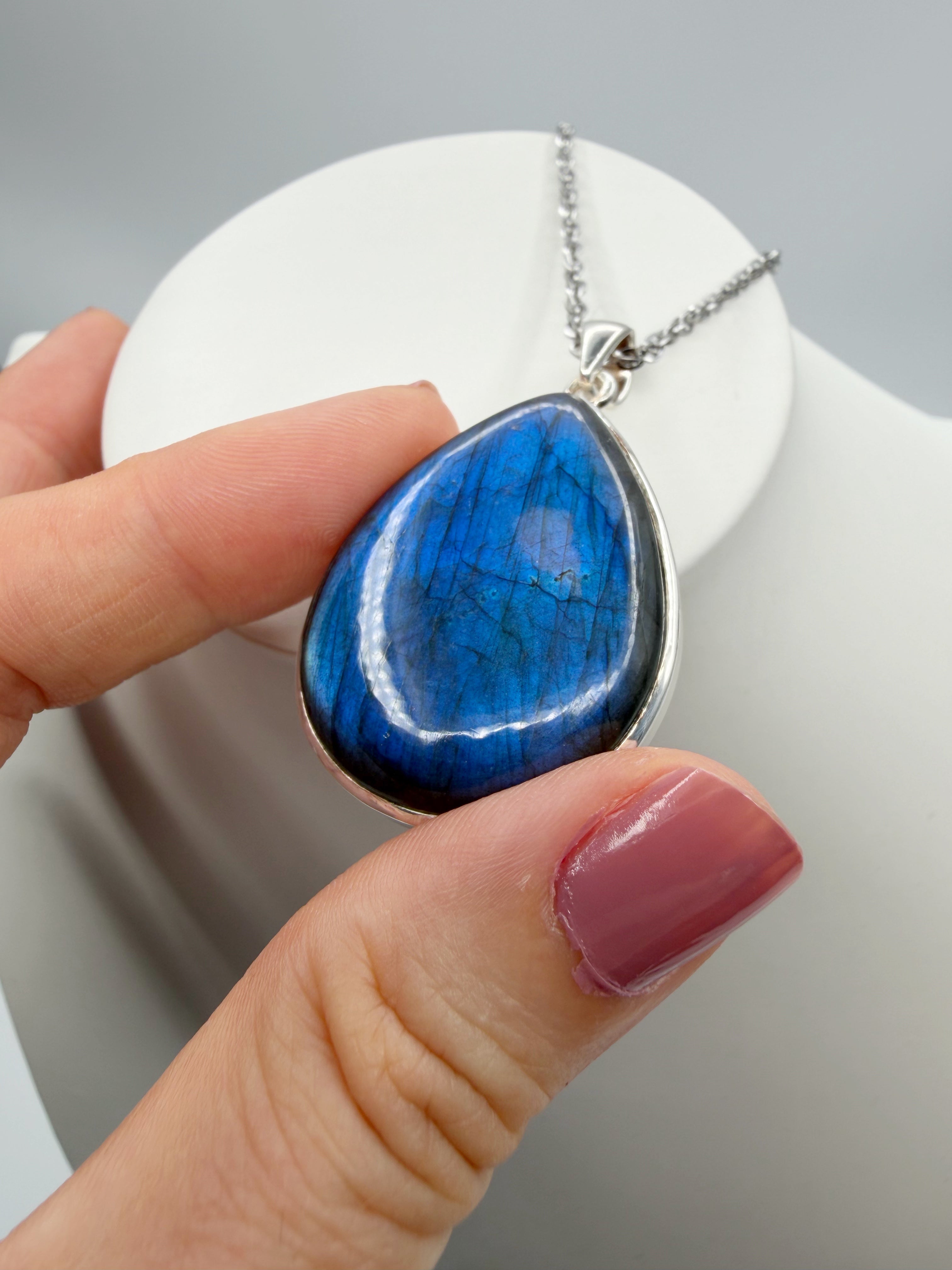 Ciondolo Labradorite a Goccia - Argento 925