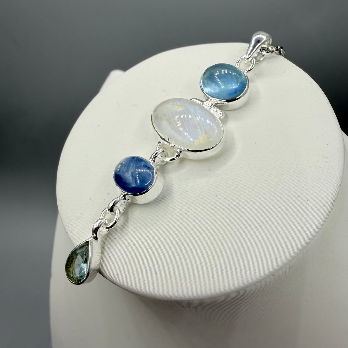 Ciondolo Acquamarina, Labradorite, Cianite, Quarzo - Argento 925