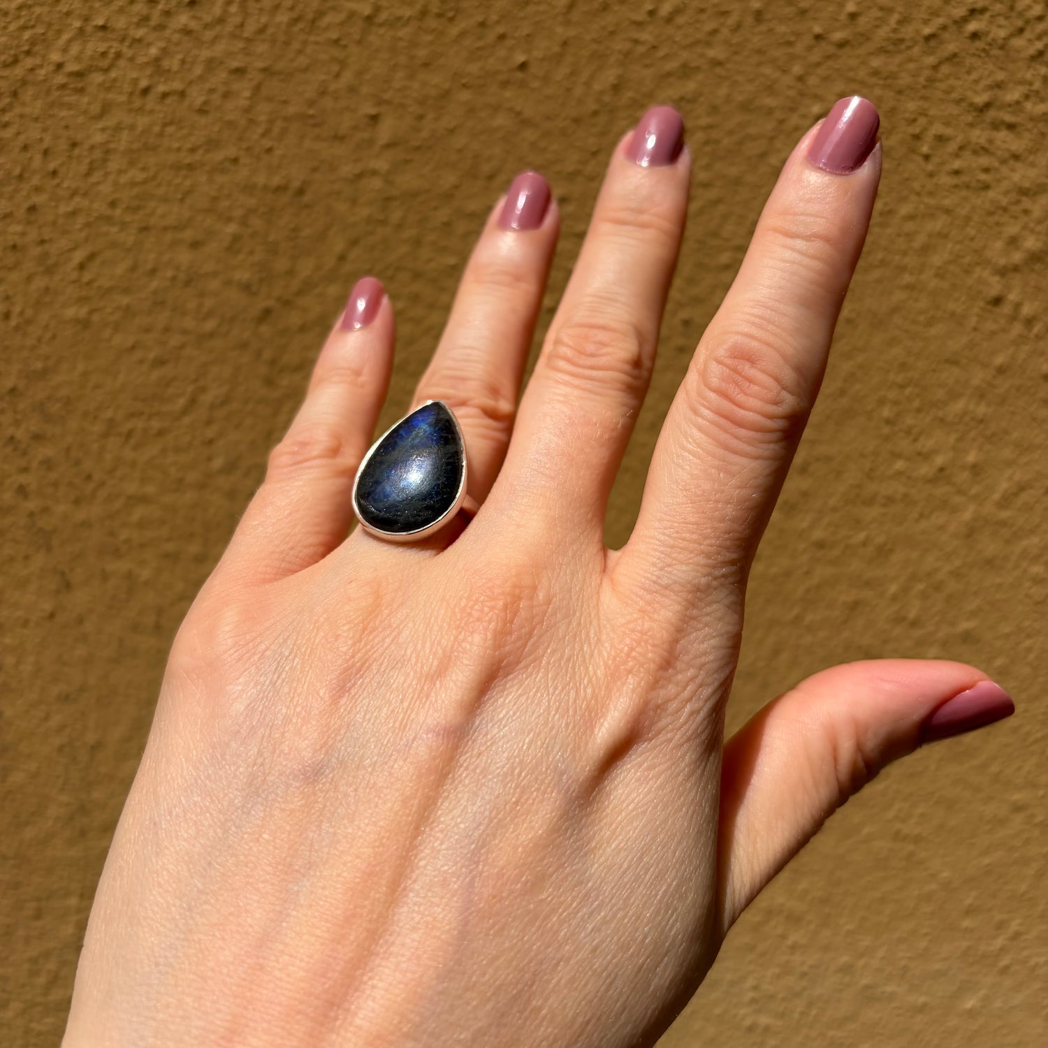 Anello Labradorite a Goccia - Argento 925