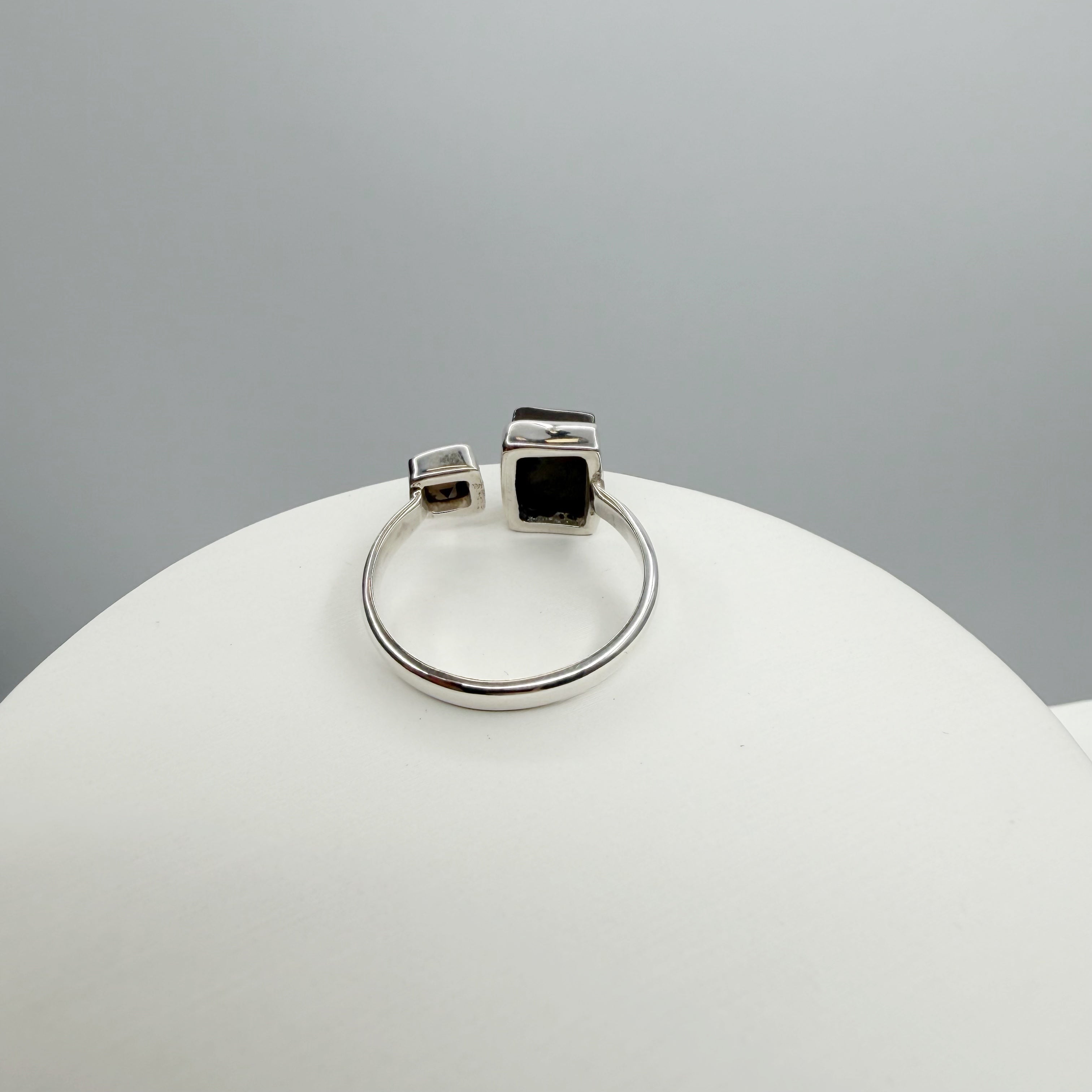 Anello Shungite e Quarzo Fumè - Argento 925