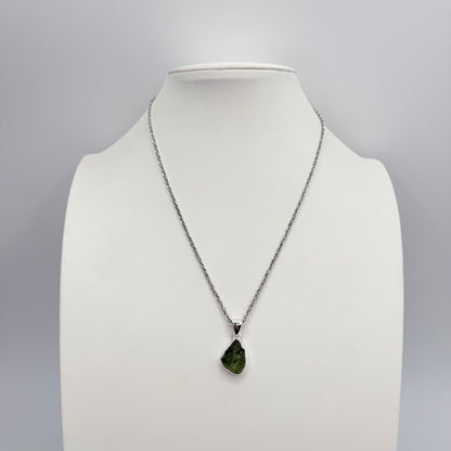 Ciondolo Moldavite Grezza - Argento 925