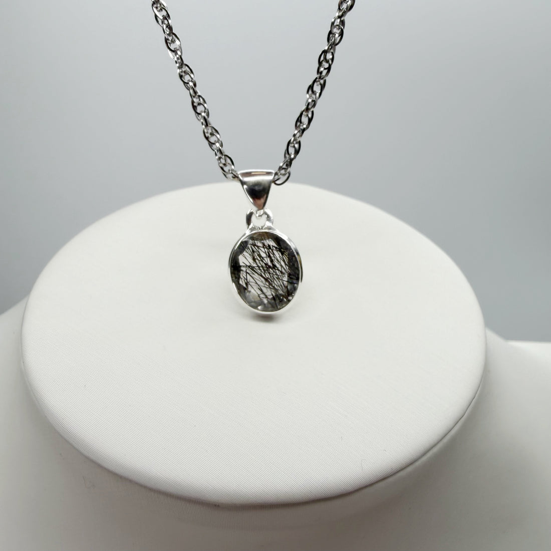 Ciondolo Quarzo Tormalinato Ovale - Argento 925