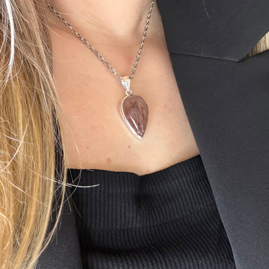 Ciondolo Quarzo Rutilato Rosa - Argento 925