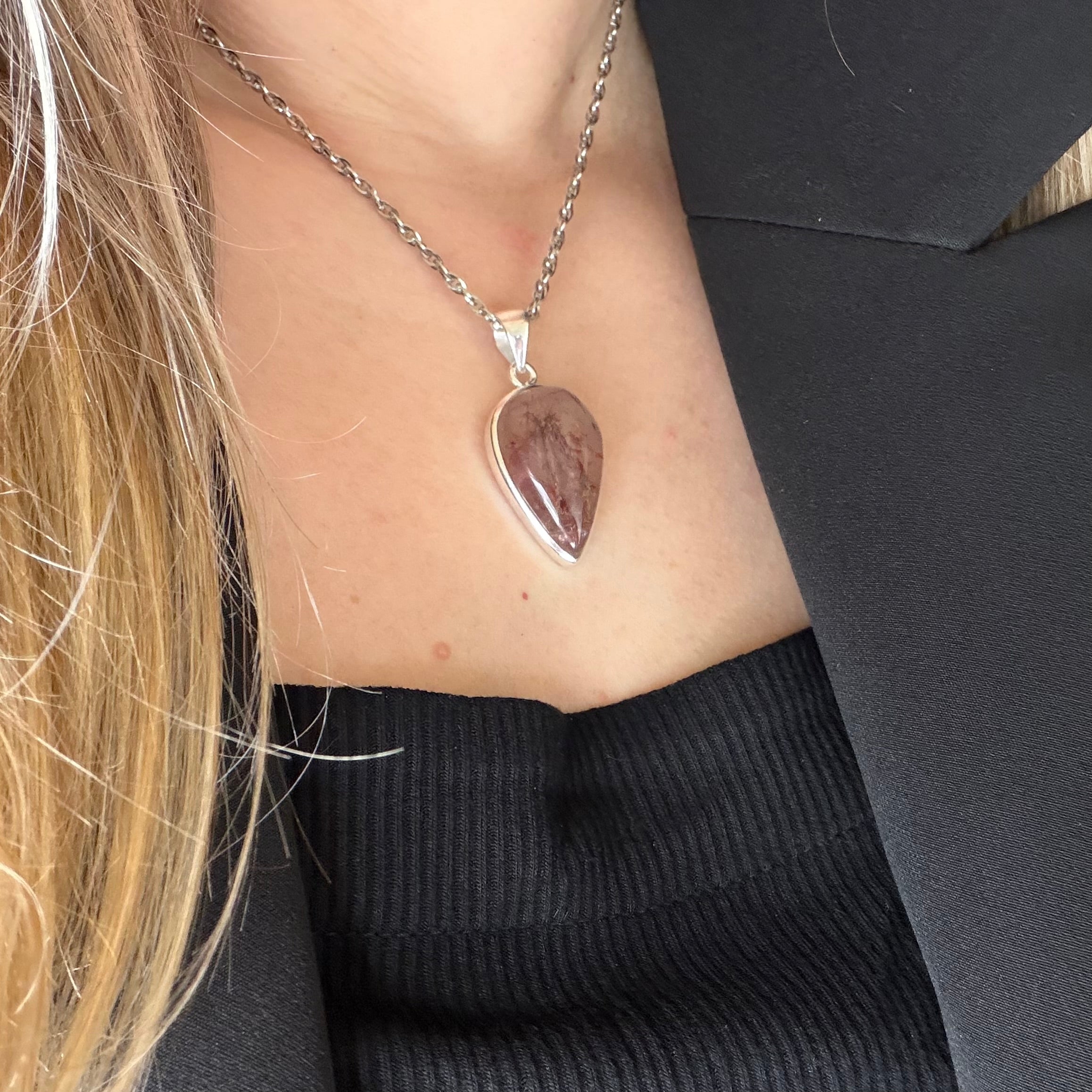 Ciondolo Quarzo Rutilato Rosa - Argento 925