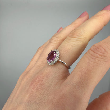 Anello Fluorite Rosa - Argento 925 - Ovale