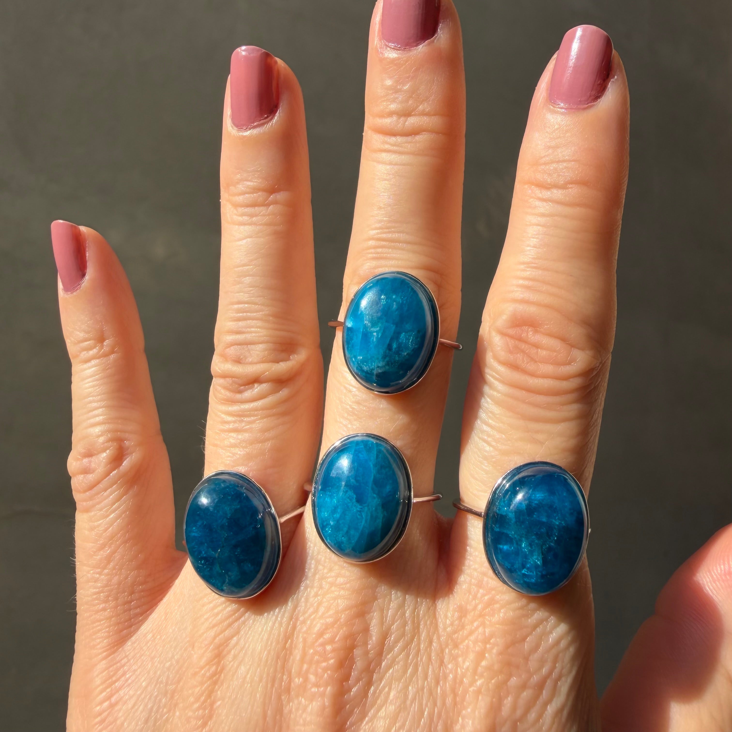 Anello Apatite Ovale - Argento 925
