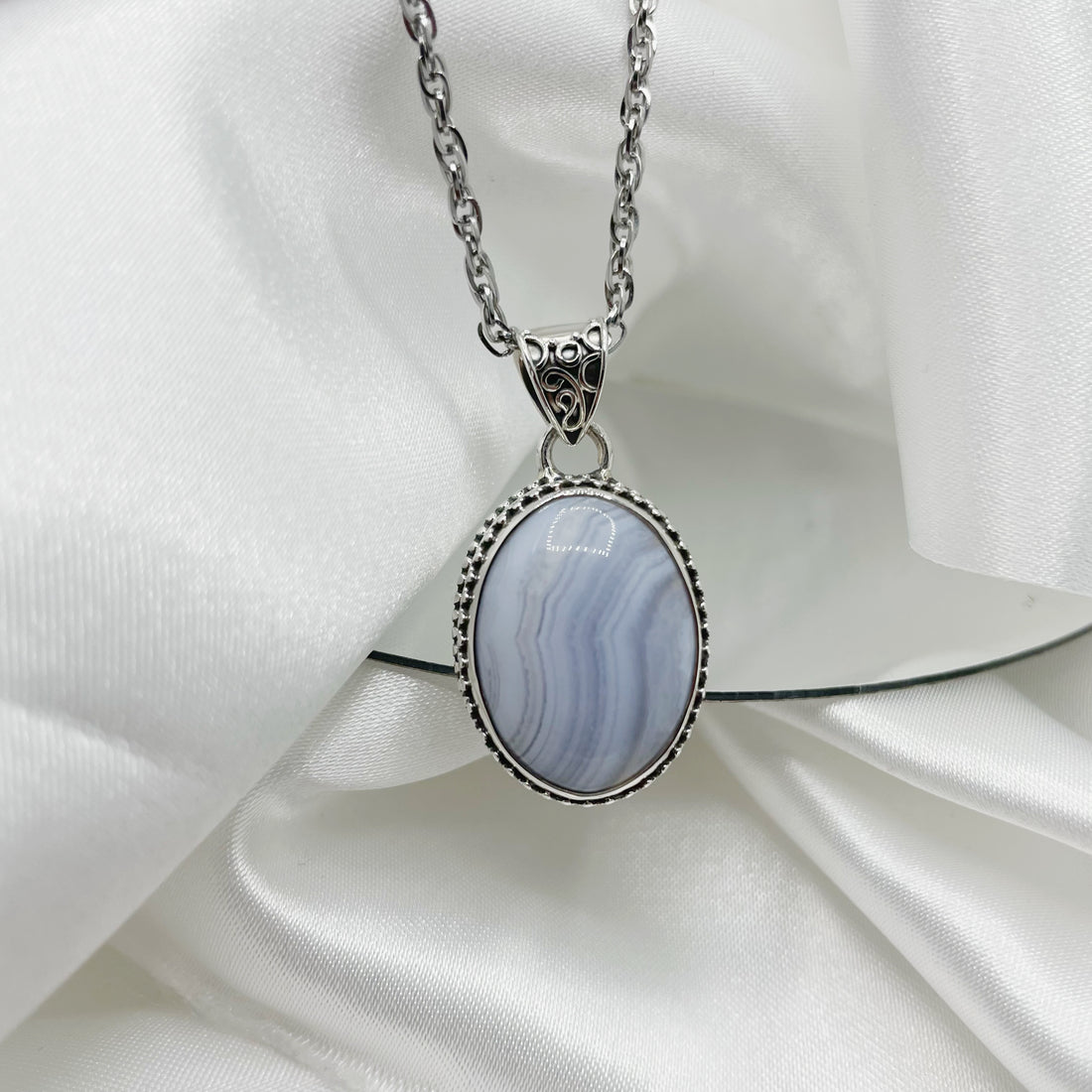 Ciondolo Calcedonio Ovale - Argento 925