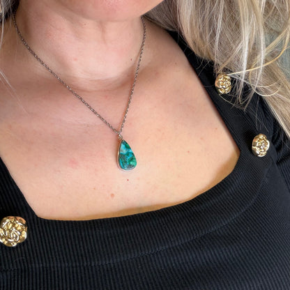 Ciondolo Malachite e Crisocolla Argento 925 - a goccia