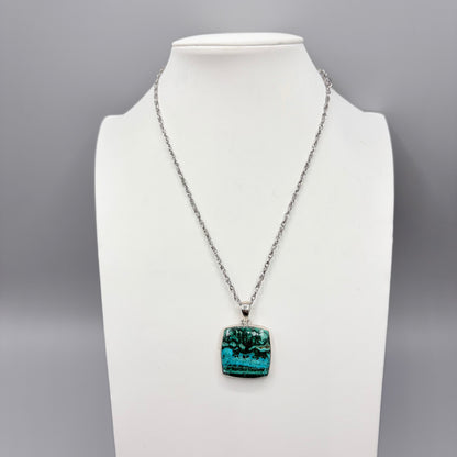 Ciondolo Malachite e Crisocolla Argento 925 - Quadrata