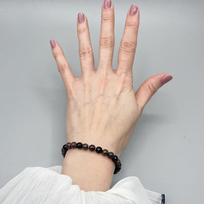 Bracciale Infinite Possibilità - Bronzite, Granato e Ossidiana