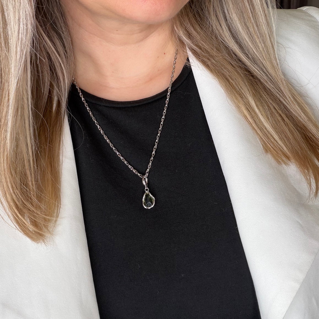 Ciondolo Moldavite e Argento 925