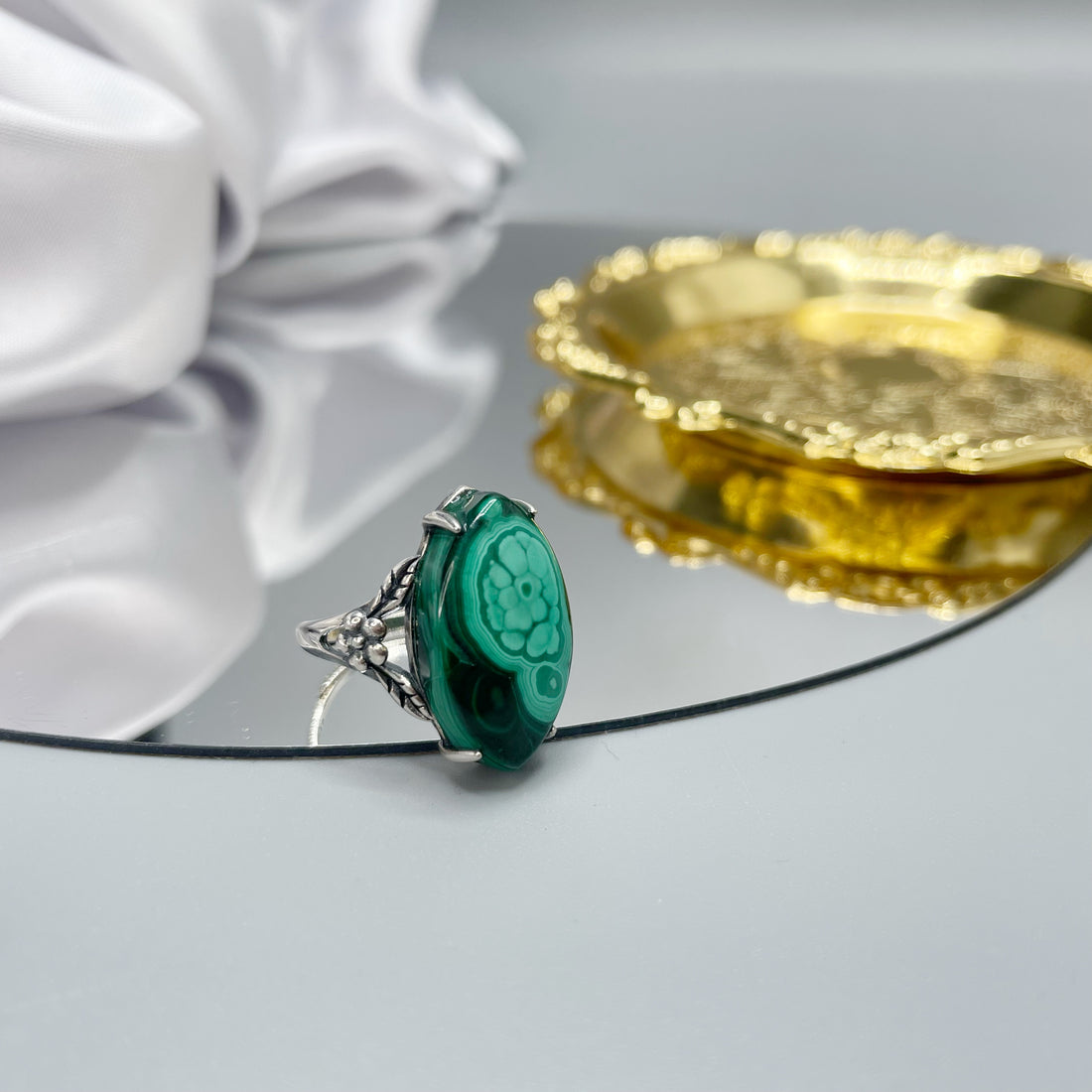 Anello Malachite Vintage - Argento 925