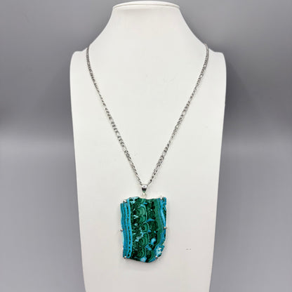 Ciondolo Malachite e Crisocolla Argento 925 - grande
